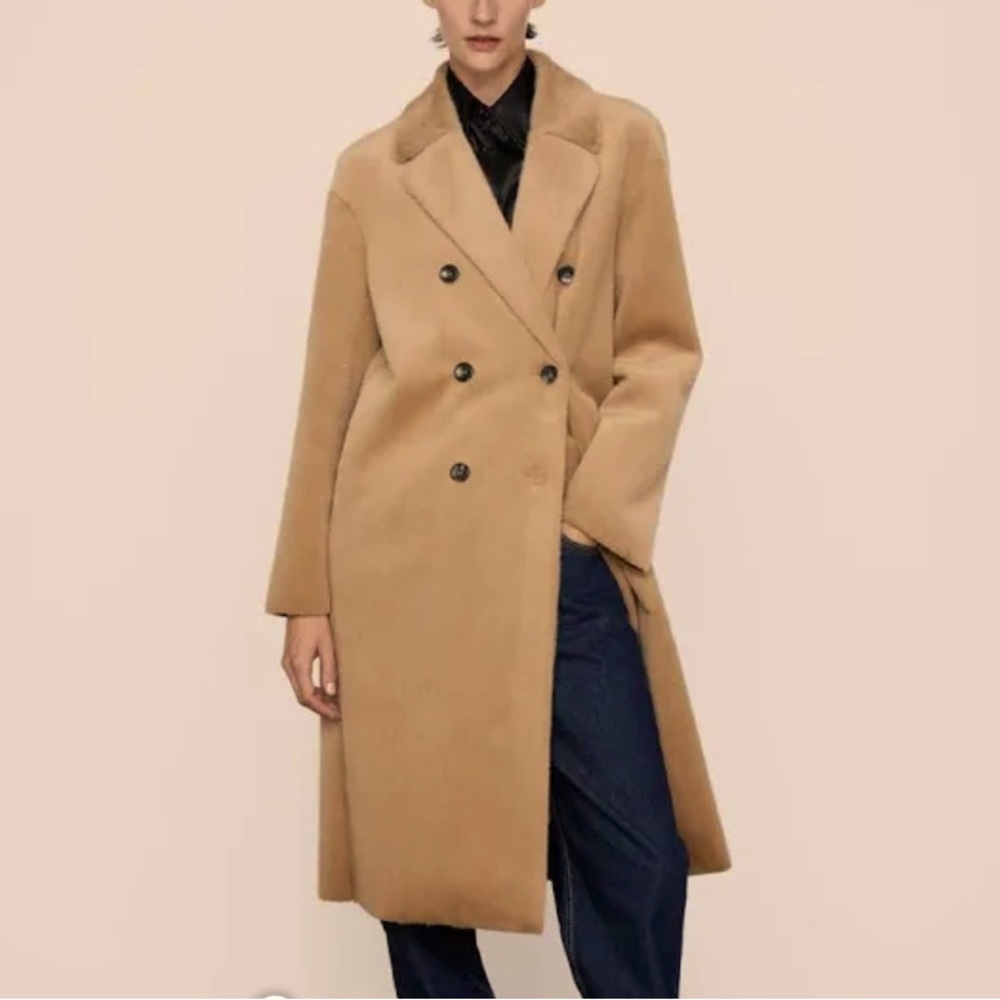 ZARA Fabulous Faux Fur Long Coat with Lapel Collar & Side pockets🔥🔥🔥